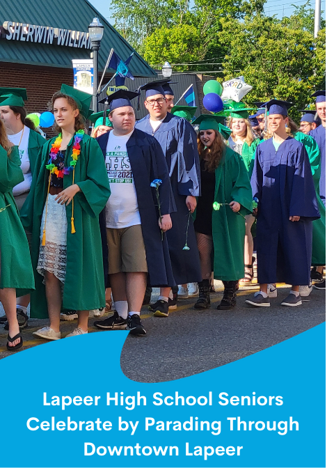 Lapeer High School Seniors Celebrate by Parading Through Downtown Lapeer